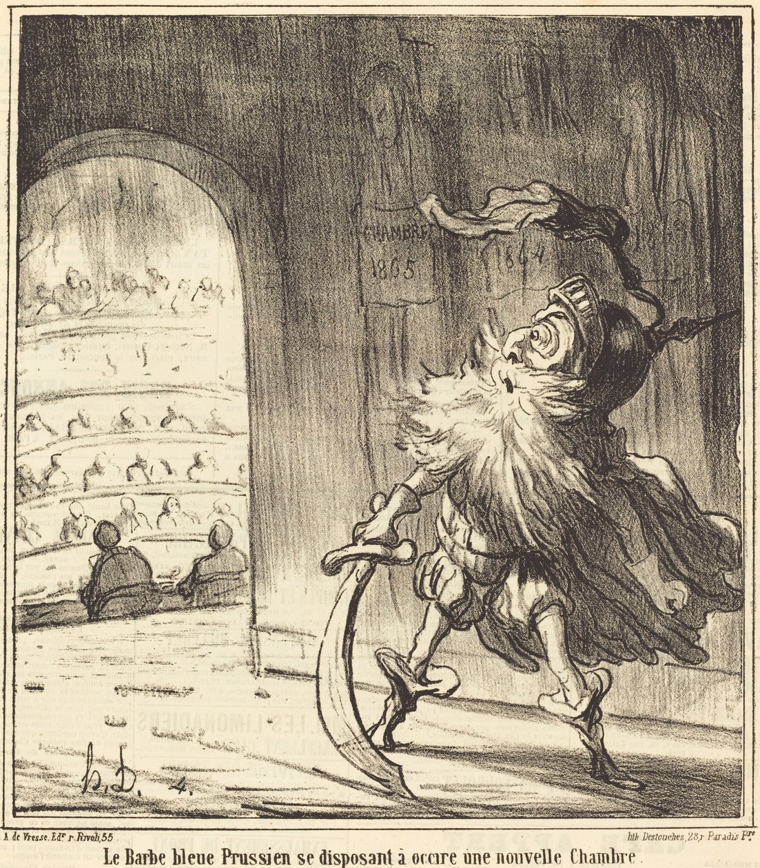 The Prussian Blue Beard... by Honoré Daumier