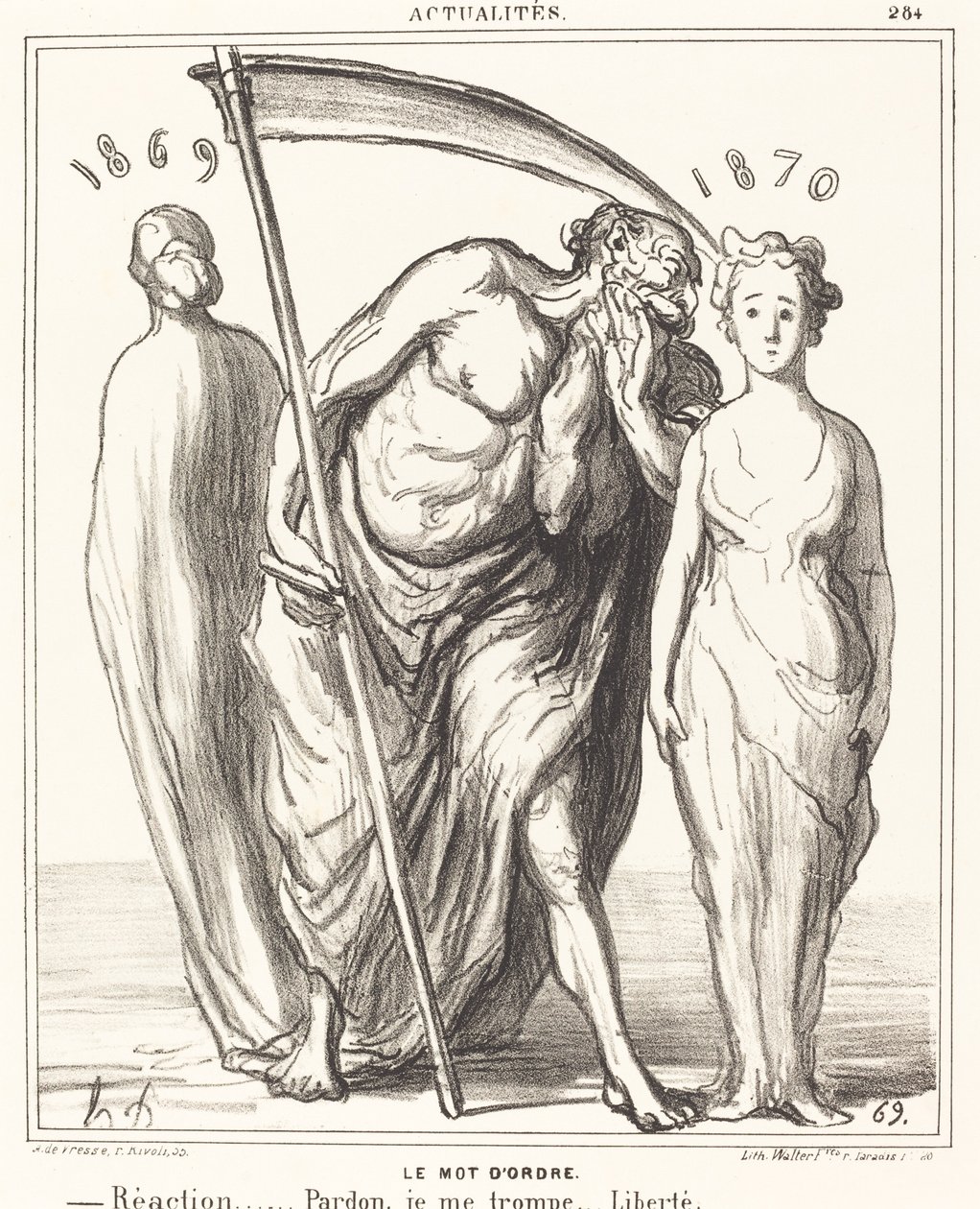 The Watchword: Reaction... Pardon... Liberty by Honoré Daumier