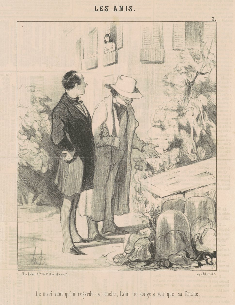 The Husband Wants Us to Look at His Bed... by Honoré Daumier