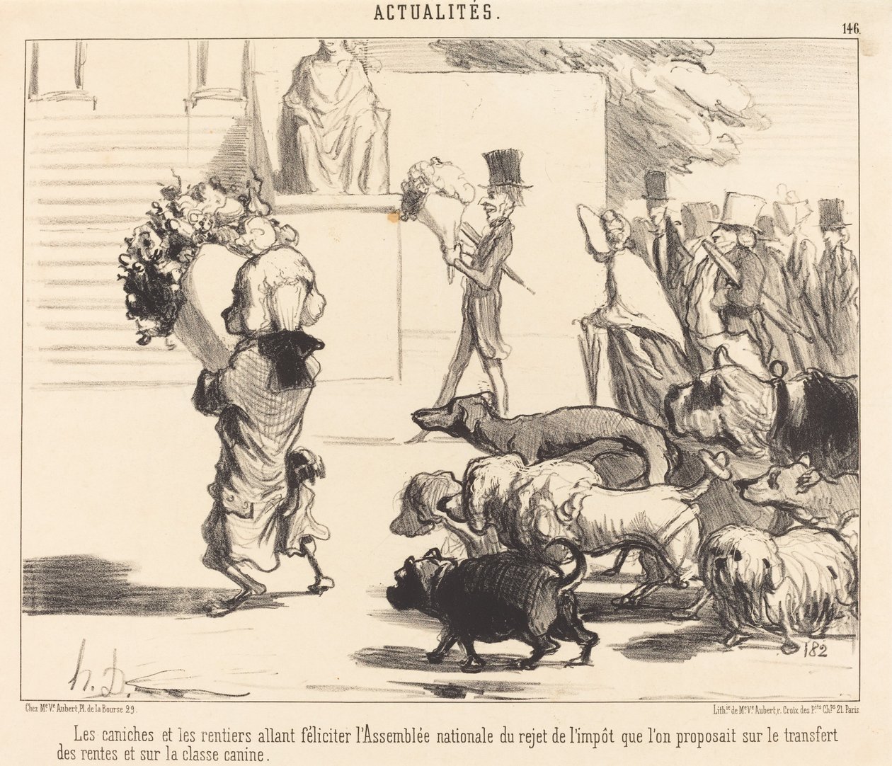 The Poodles and the Rentiers Going to Congratulate the Assembly... by Honoré Daumier
