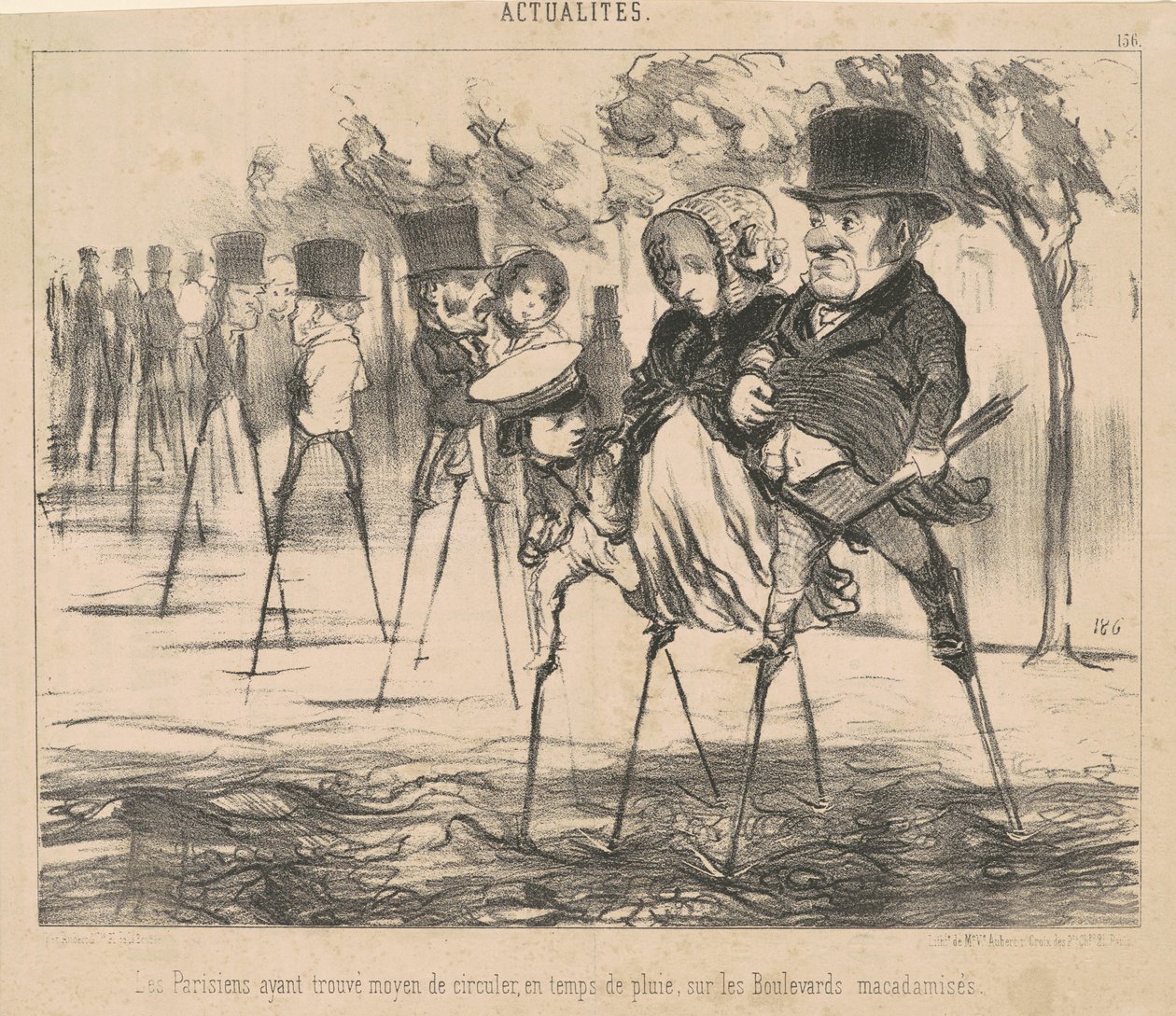 The Parisians Having Found a Way to Circulate by Honoré Daumier