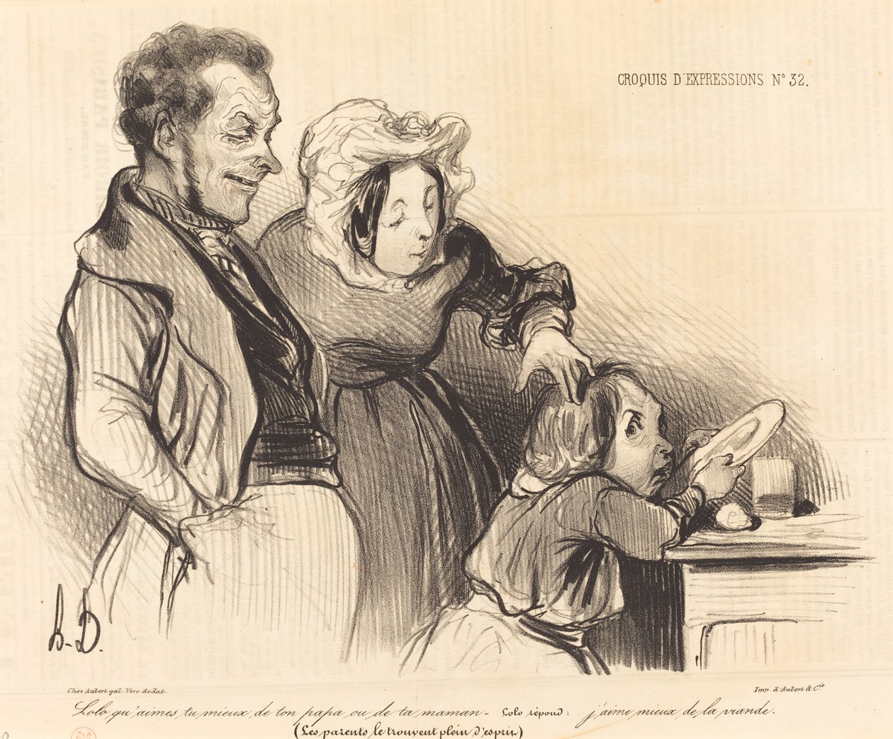 Lolo, who do you love more, your dad or your mom? by Honoré Daumier