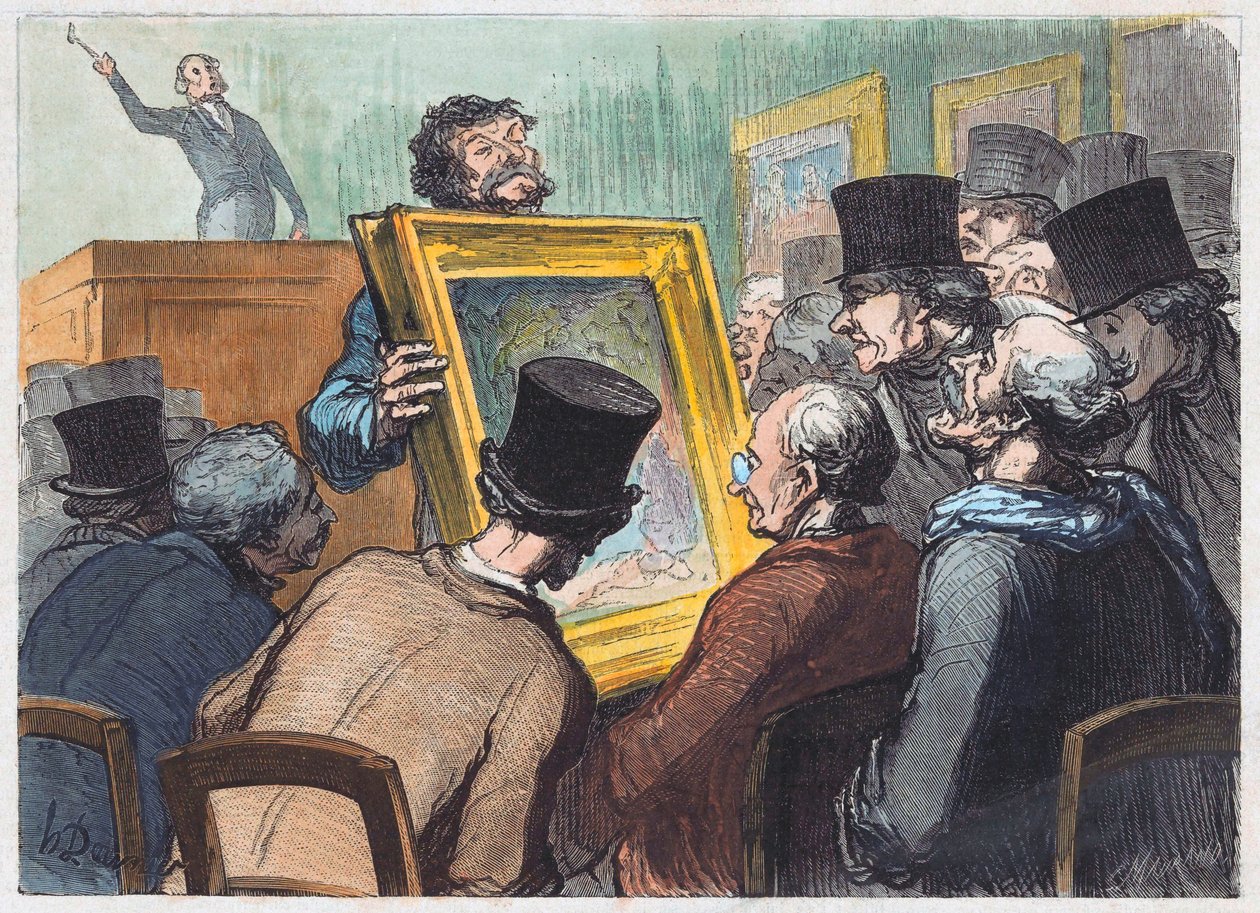 Lovers of painting at an auction at Hotel Bouillon by Honoré Daumier