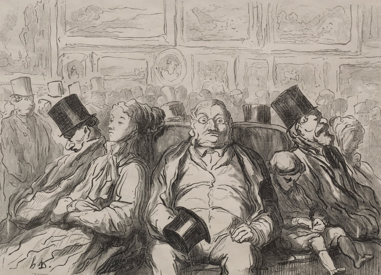 Moment of Rest in the Salon Carré by Honoré Daumier