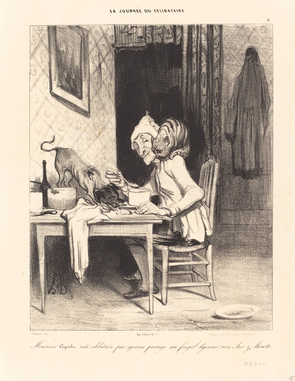 Monsieur Coquelet... shares his... breakfast by Honoré Daumier
