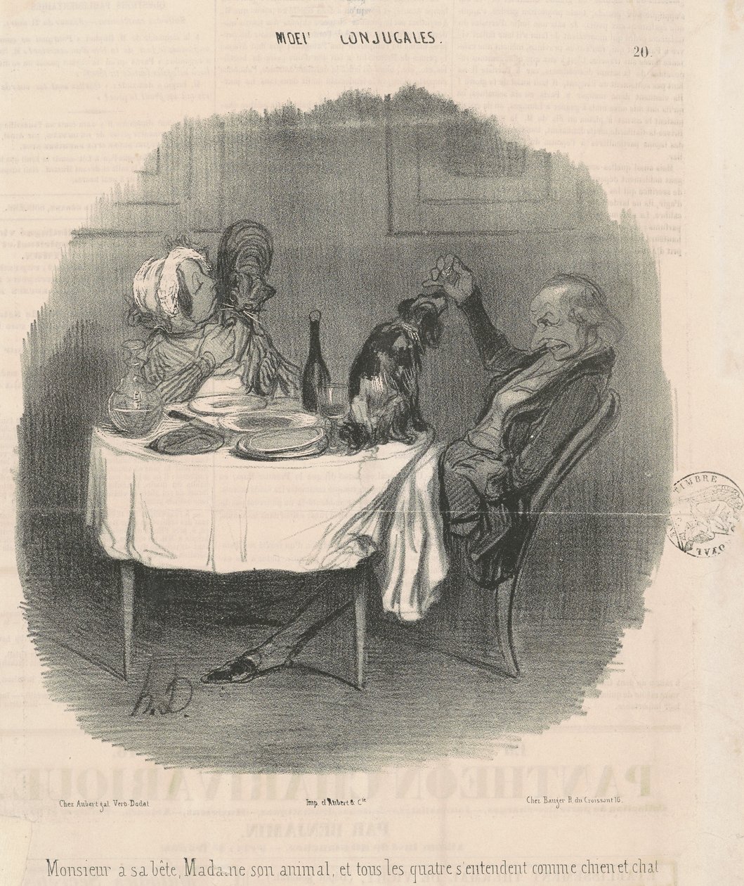Sir has his beast, Madam her animal by Honoré Daumier