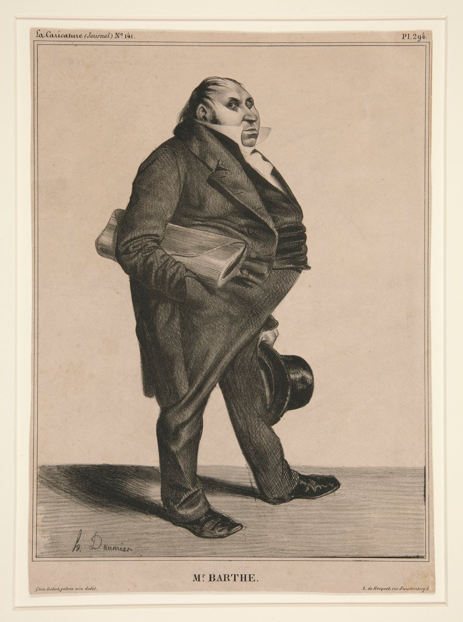 Mr. Barthe, plate 294 from the series Celebrities of Caricature by Honoré Daumier