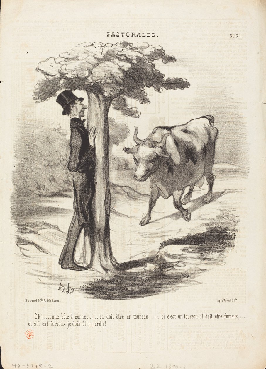 Oh!... a beast with horns... by Honoré Daumier