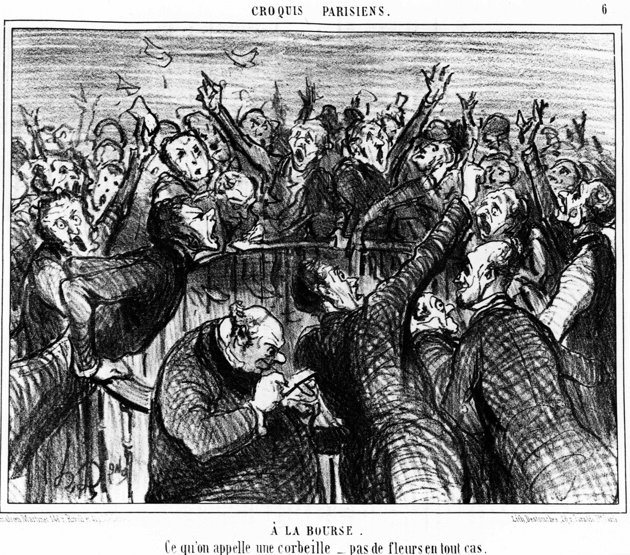 On the purse, What is called a basket, no flowers in any case: series of caricatures on the purse of Honore Daumier. “Charivari” by Honoré Daumier