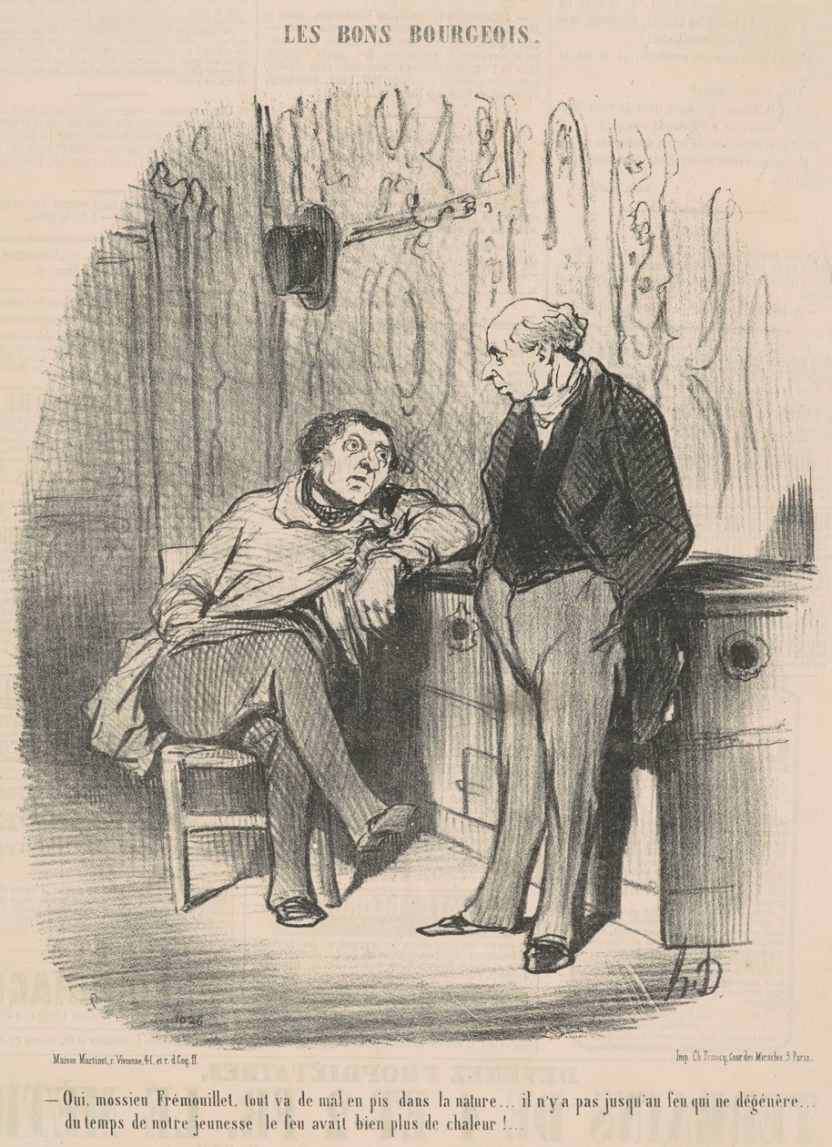 Yes, Mr. Fremouillet, everything is going from bad to worse... by Honoré Daumier