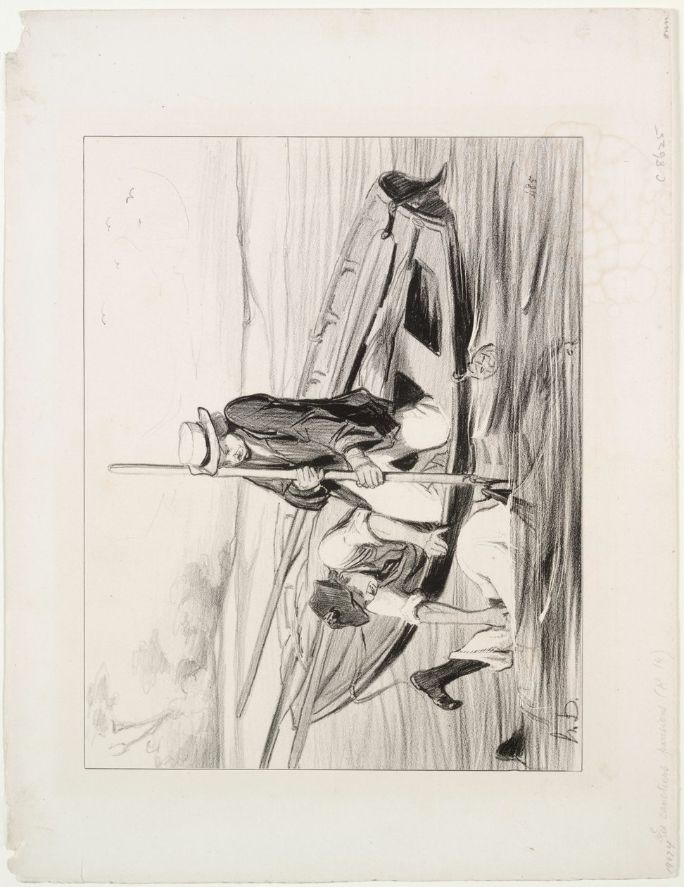 Parisian Boatmen, plate 14: Man Overboard by Honoré Daumier