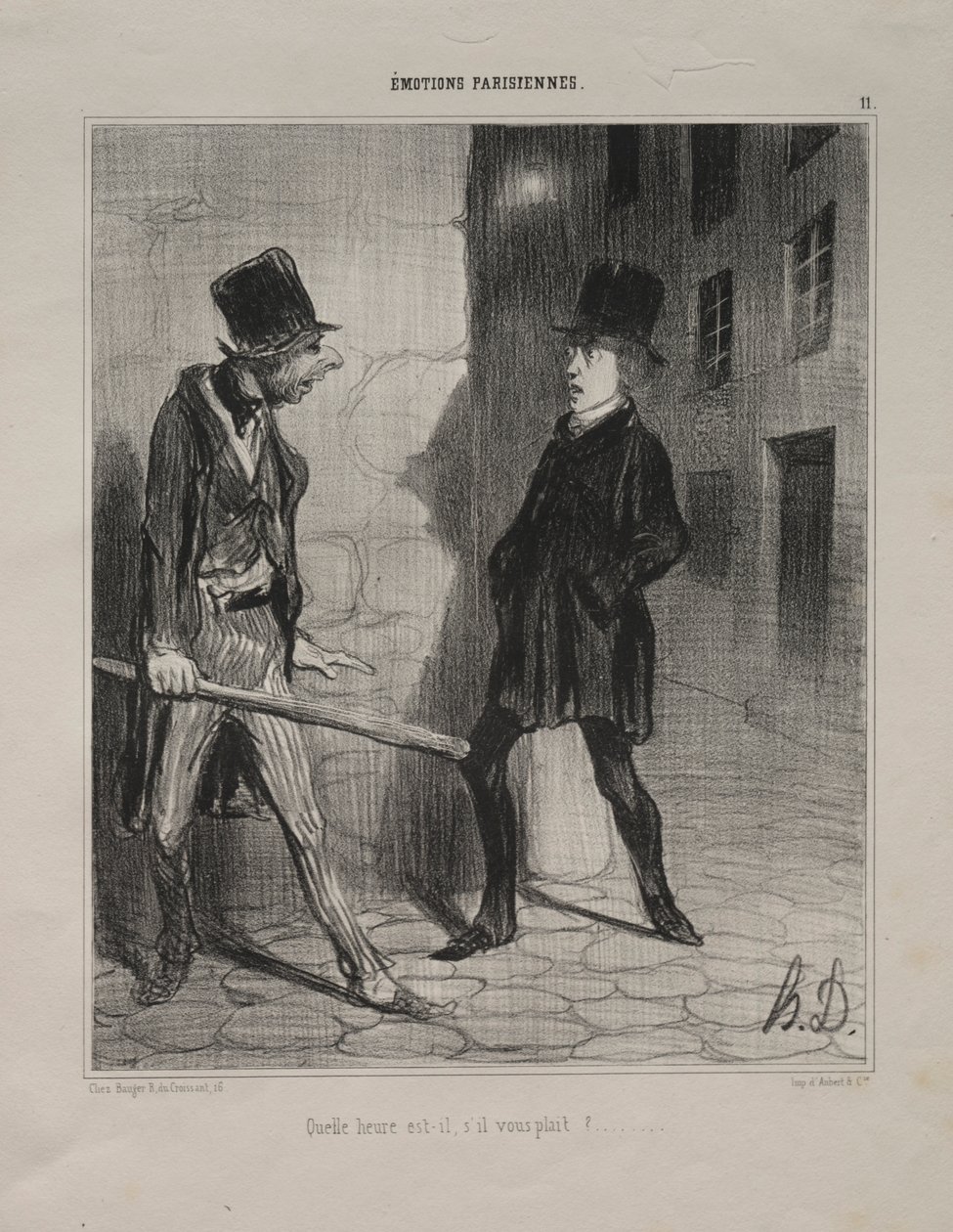 Parisian Emotions, plate 11: What Time is it Please by Honoré Daumier