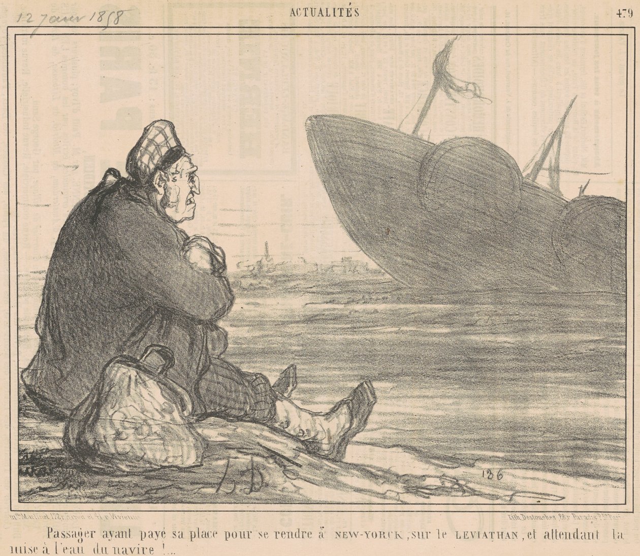 Passenger Having Paid... to Go to New York... by Honoré Daumier