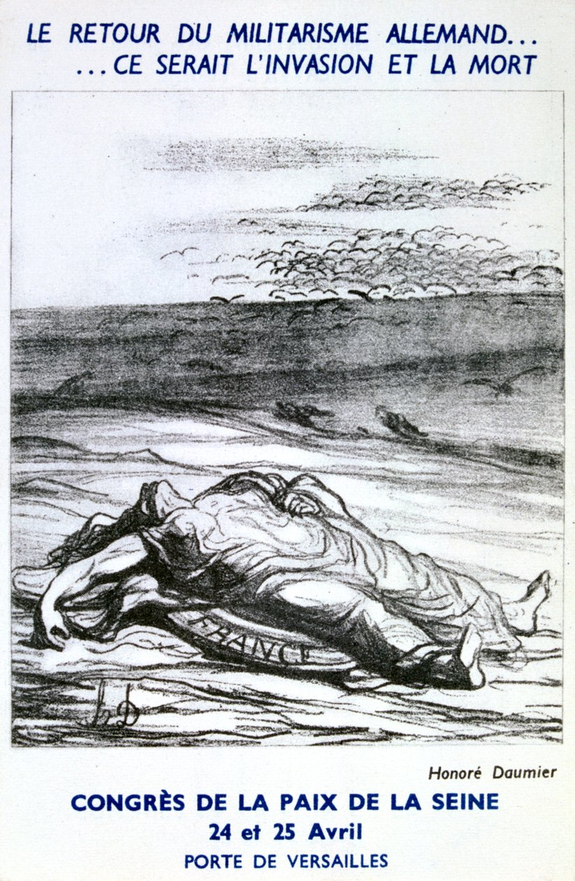 Postcard Advertising the Congress of Peace of the Seine, Paris by Honoré Daumier
