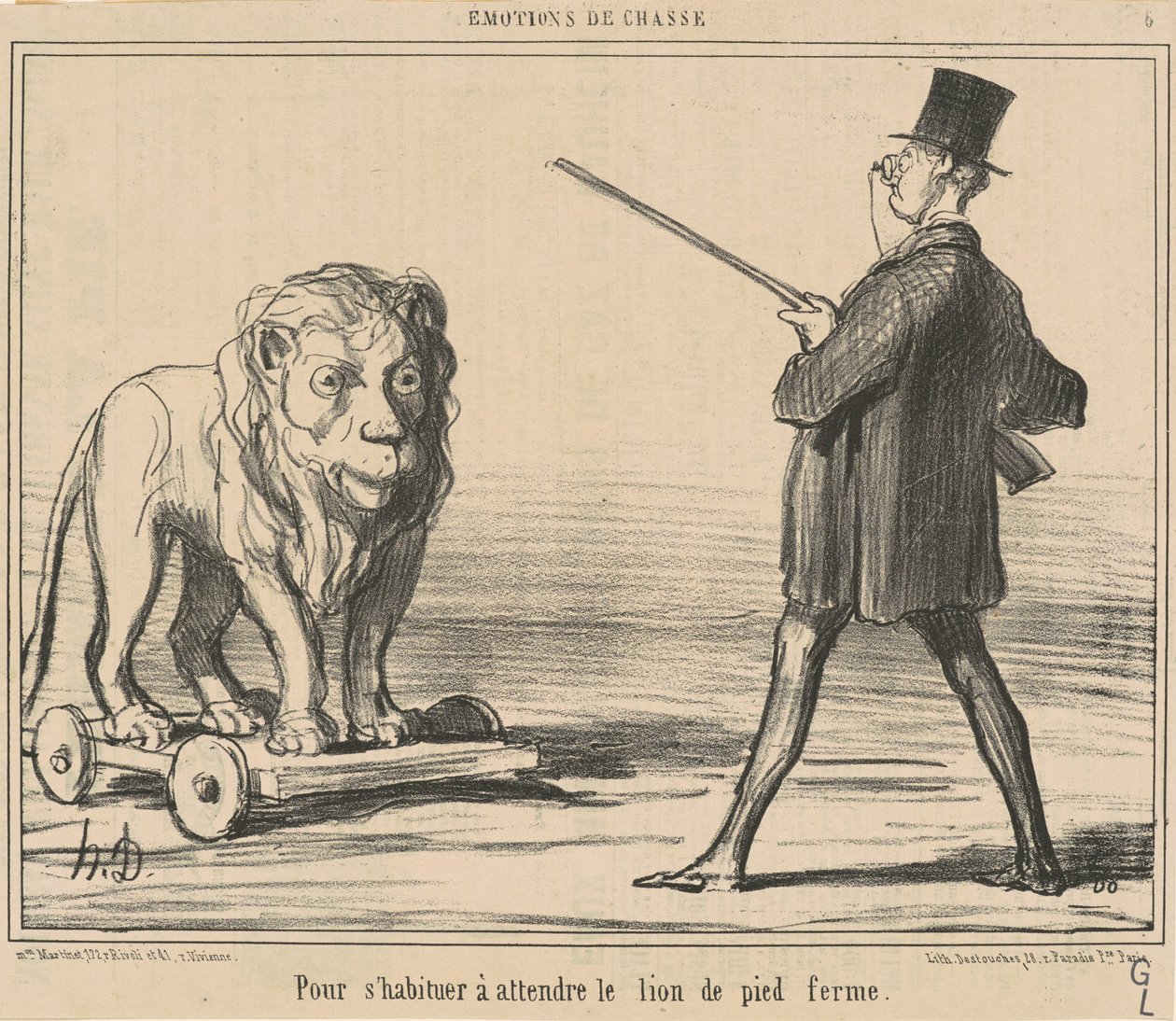 To Get Used to Waiting for the Lion... by Honoré Daumier