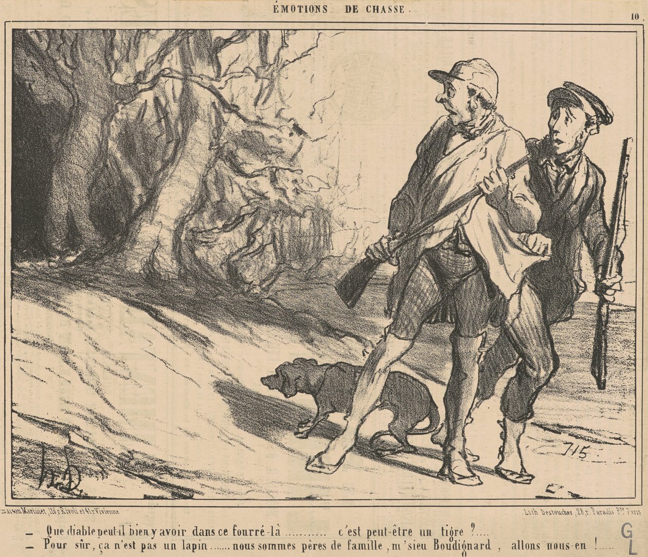 What the devil could be in that thicket? by Honoré Daumier