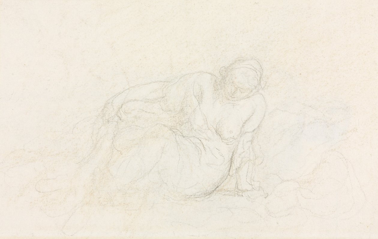 Reclining Woman Leaning on Her Arm, verso, 1855-60 by Honoré Daumier