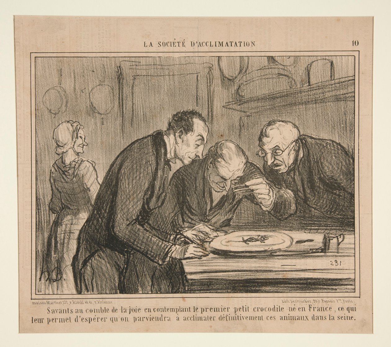 Scholars at the Height of Joy Contemplating the First Little Crocodile by Honoré Daumier