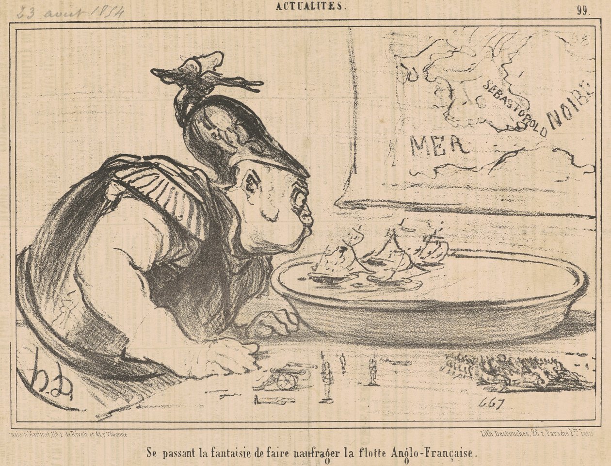 Indulging in the Fantasy of Shipwrecking... by Honoré Daumier