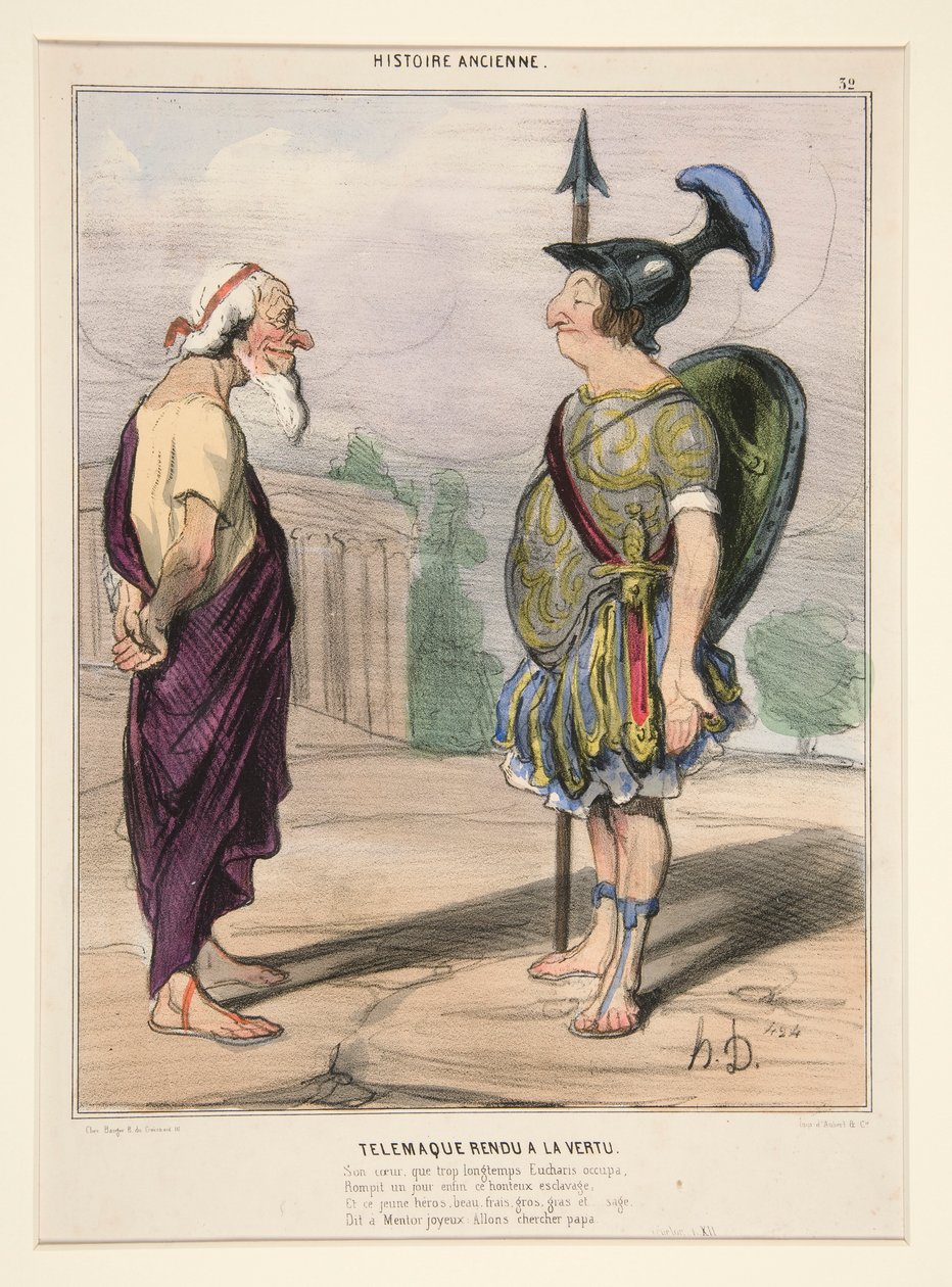 Telemachus Returned to Virtue. His heart, which Eucharis occupied for too long by Honoré Daumier