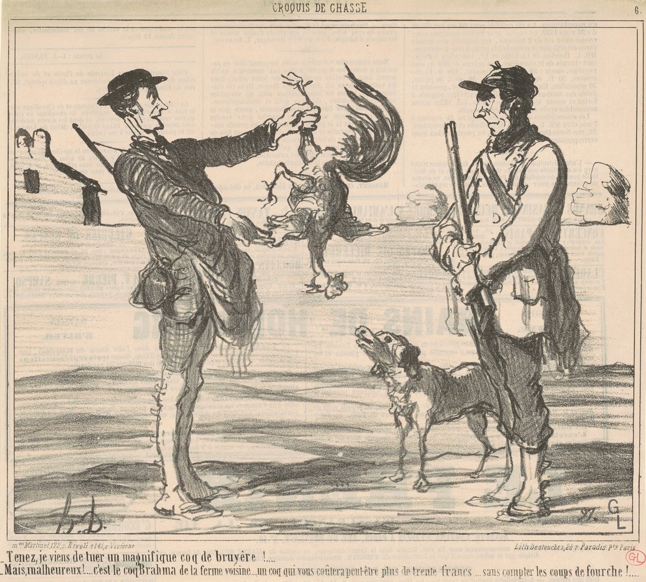 Here, I just killed a magnificent... by Honoré Daumier