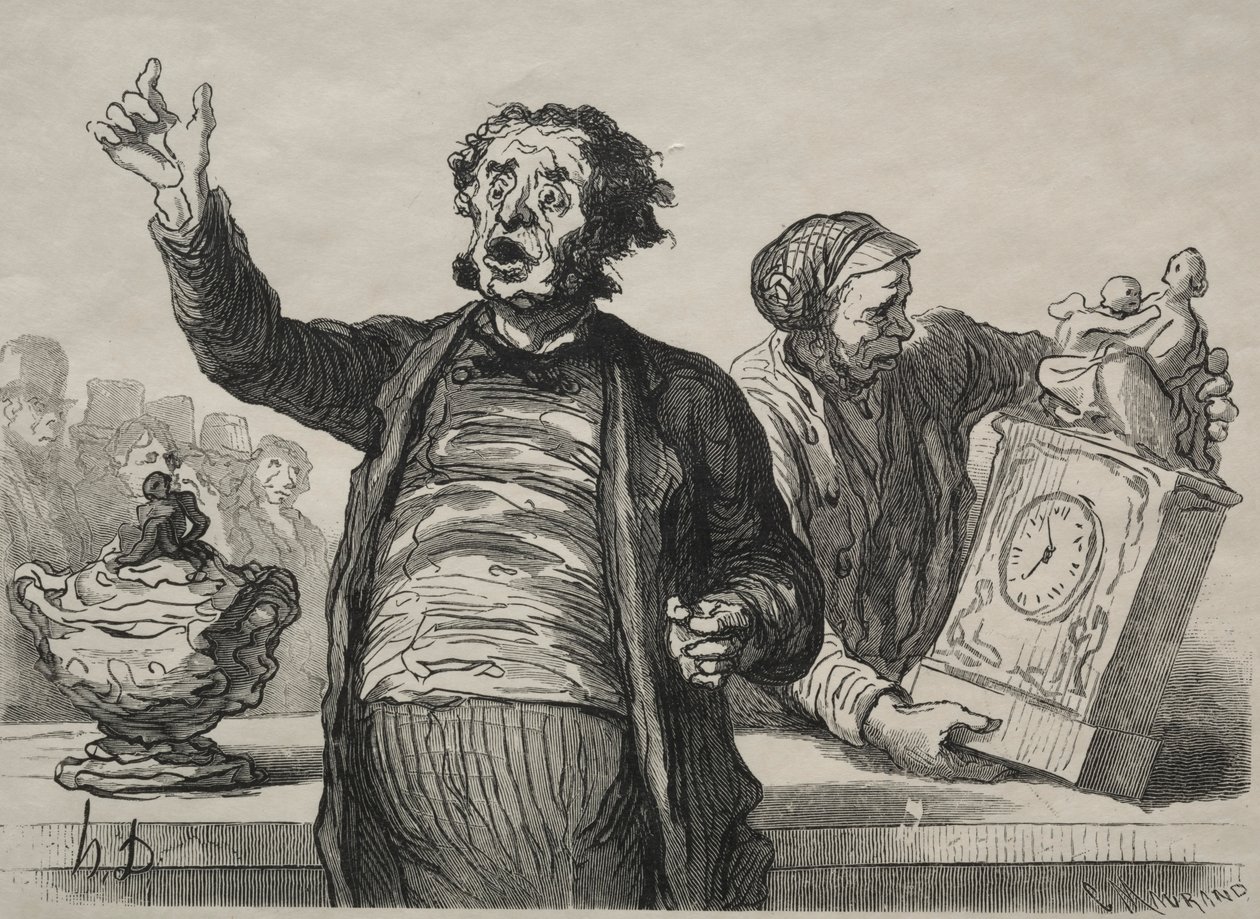 The Auction Room: The Town Crier by Honoré Daumier