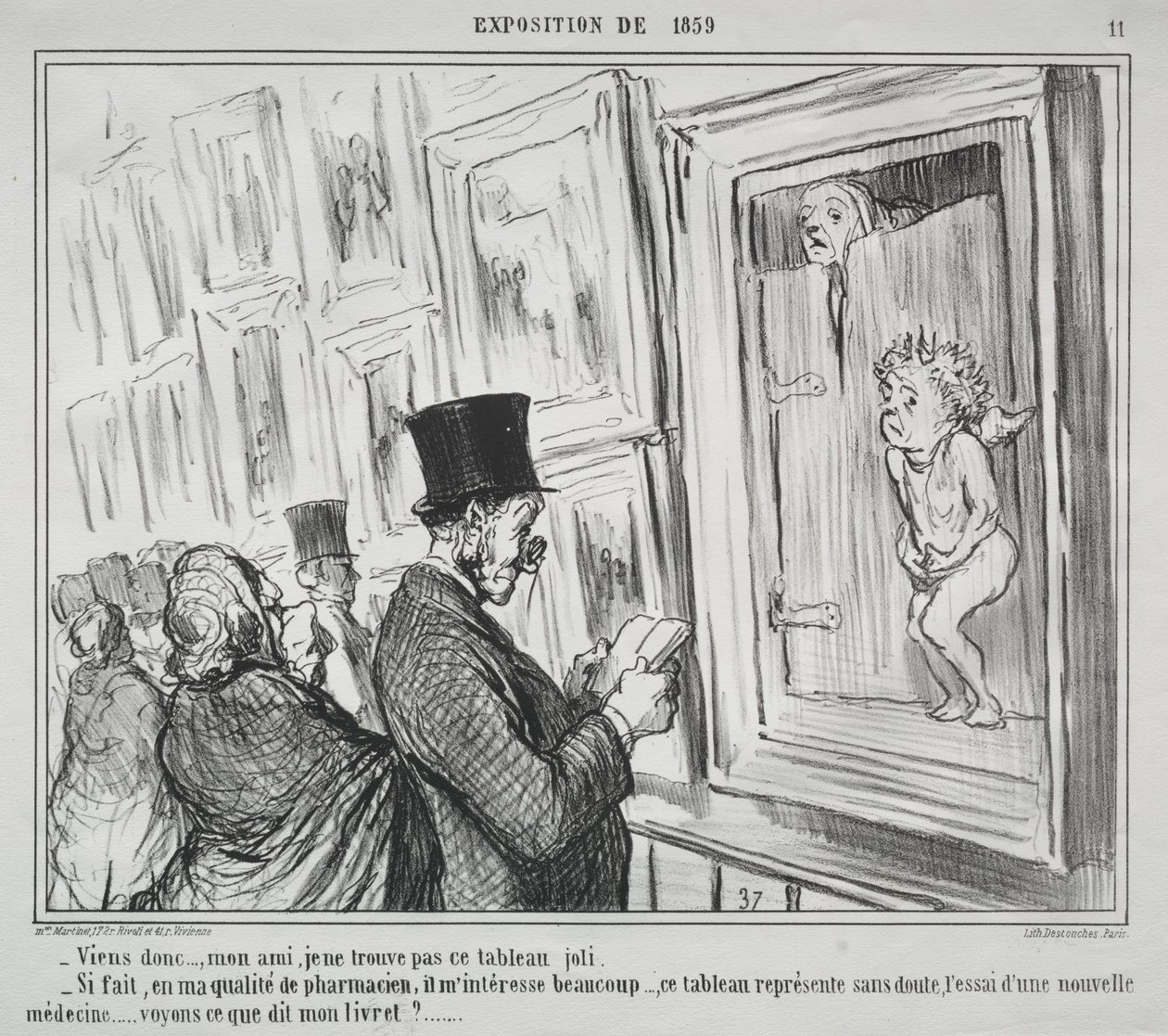 The Exhibition of 1859 (plate 11): Come here, my friend, I do not find this painting beautiful by Honoré Daumier