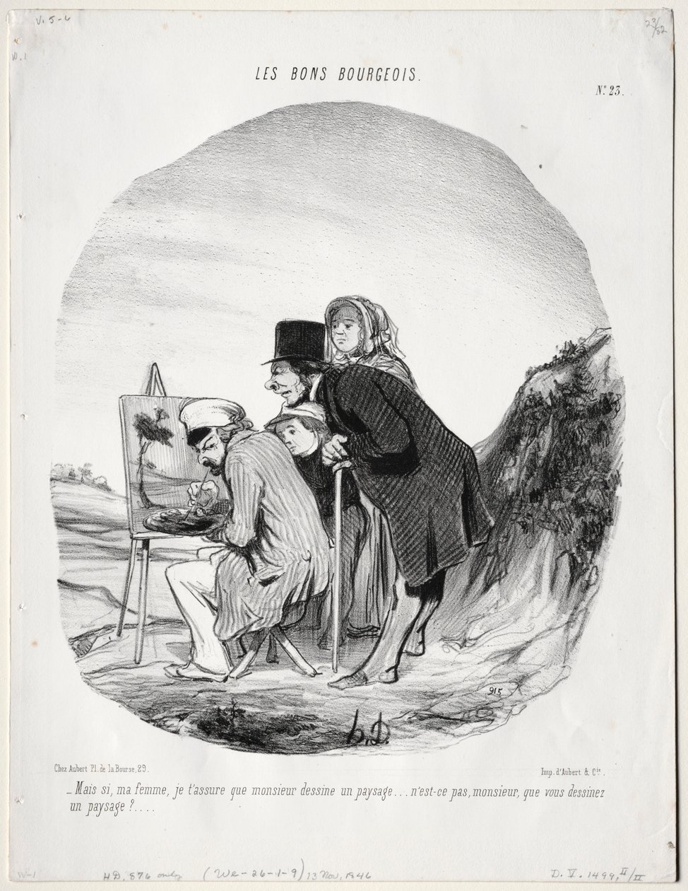 The Good Bourgeois, Plate 23: But Yes, My Dear, I Assure You That This Gentleman is Drawing by Honoré Daumier