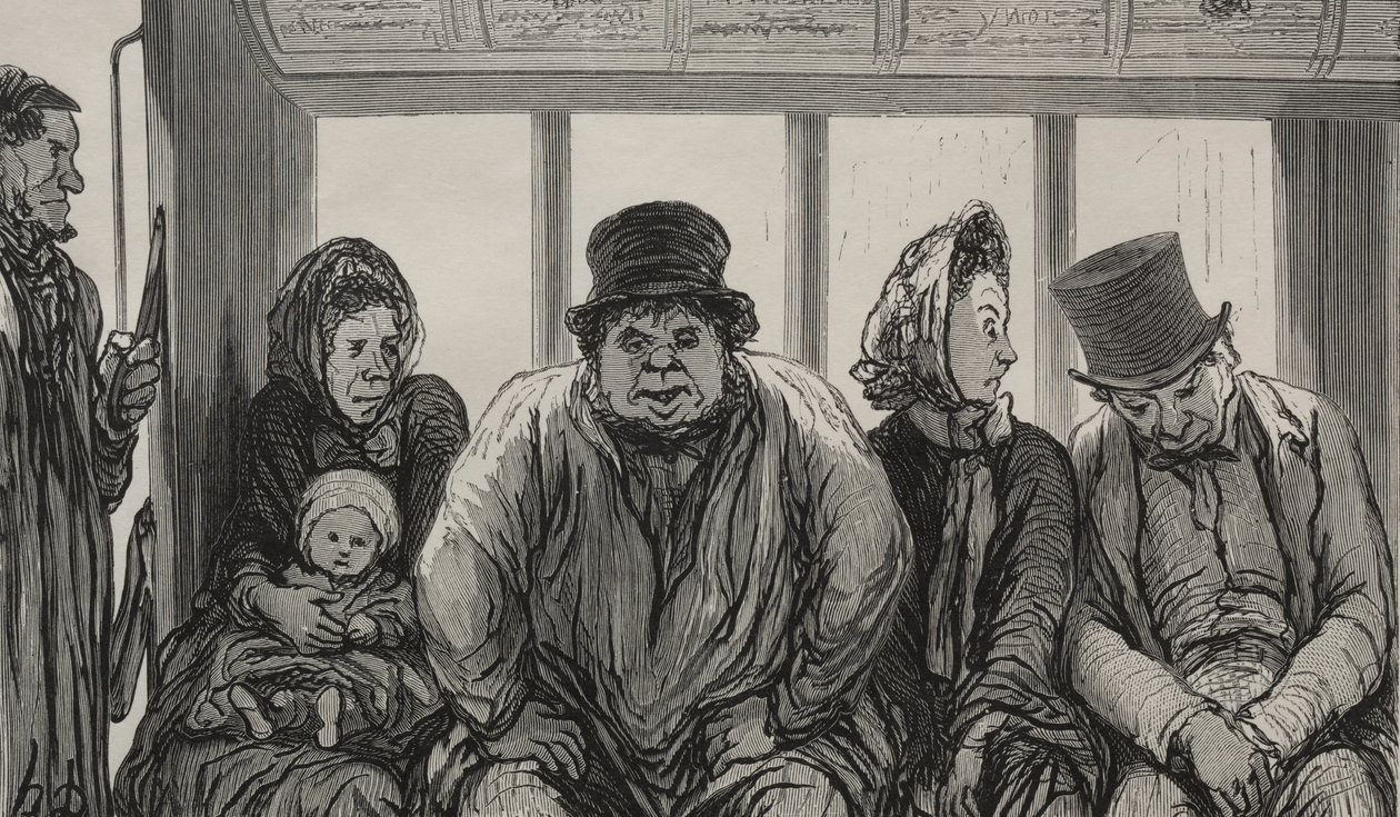 The Omnibus: Interior of the Omnibus by Honoré Daumier
