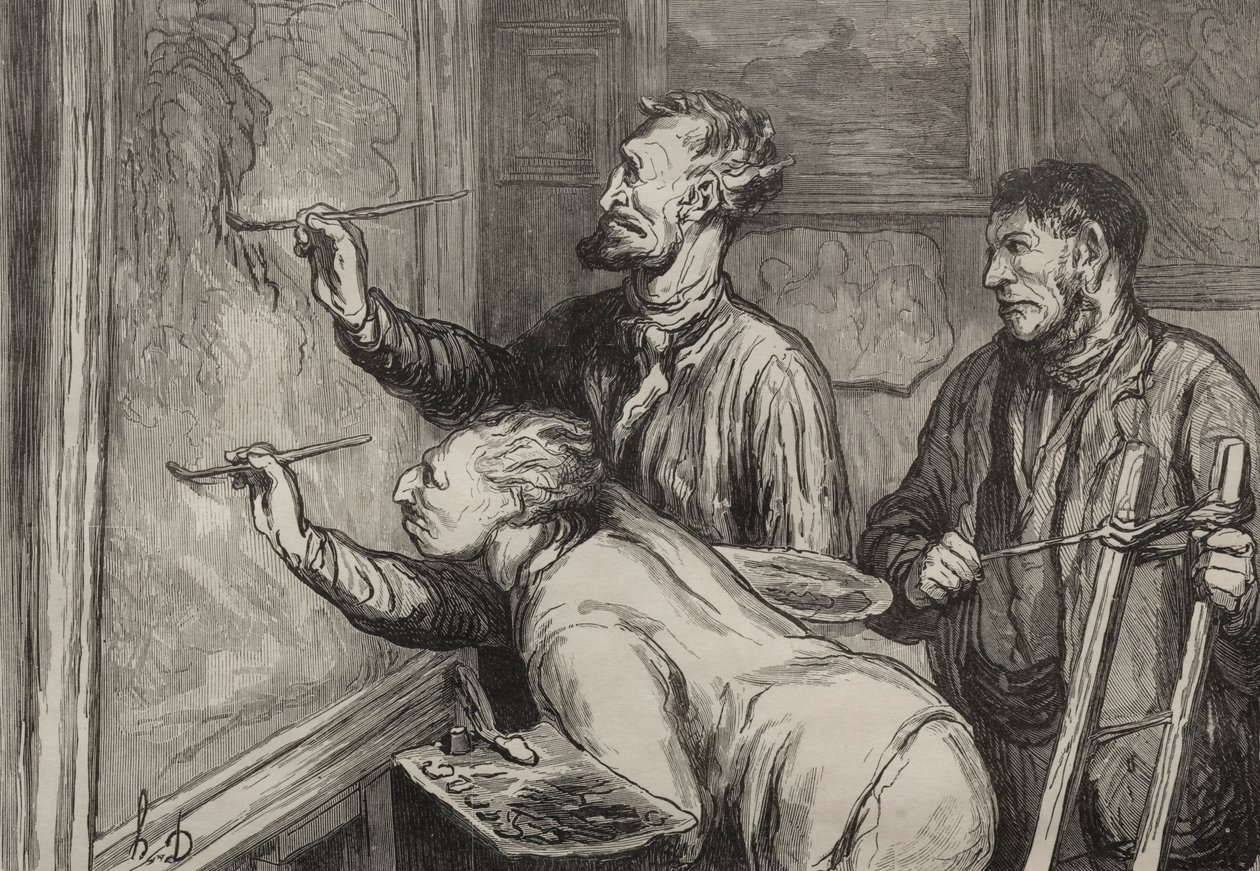 The Painters: The Last Stroke of the Brush, Exposition of 1868 by Honoré Daumier