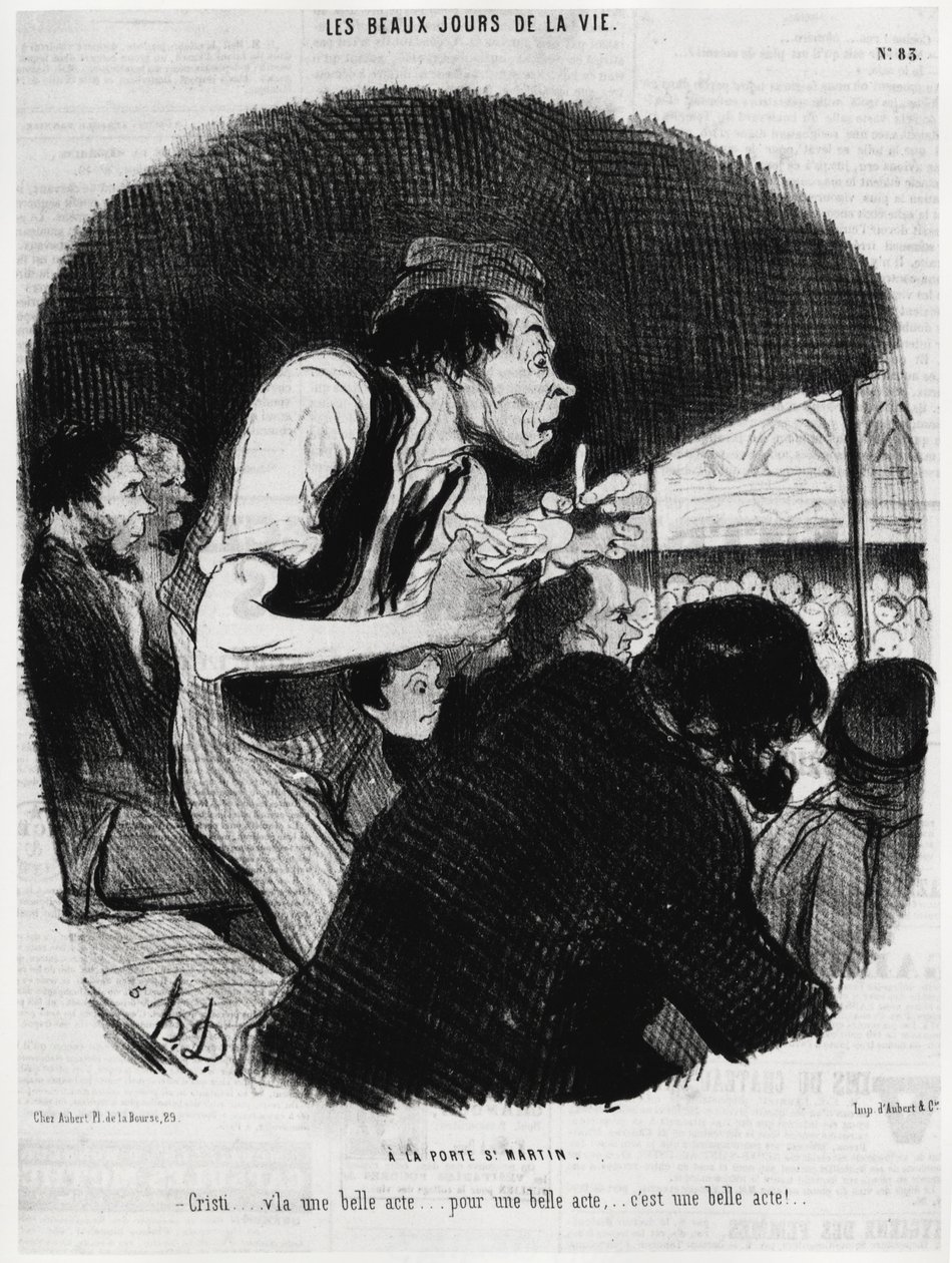 The beautiful days of life: at the door of Saint Martin, Christi... is a beautiful act... for a beautiful act... it is a beautiful act. Illustration by Honore Daumier, published in Charivari, dated 6 February 1846 by Honoré Daumier