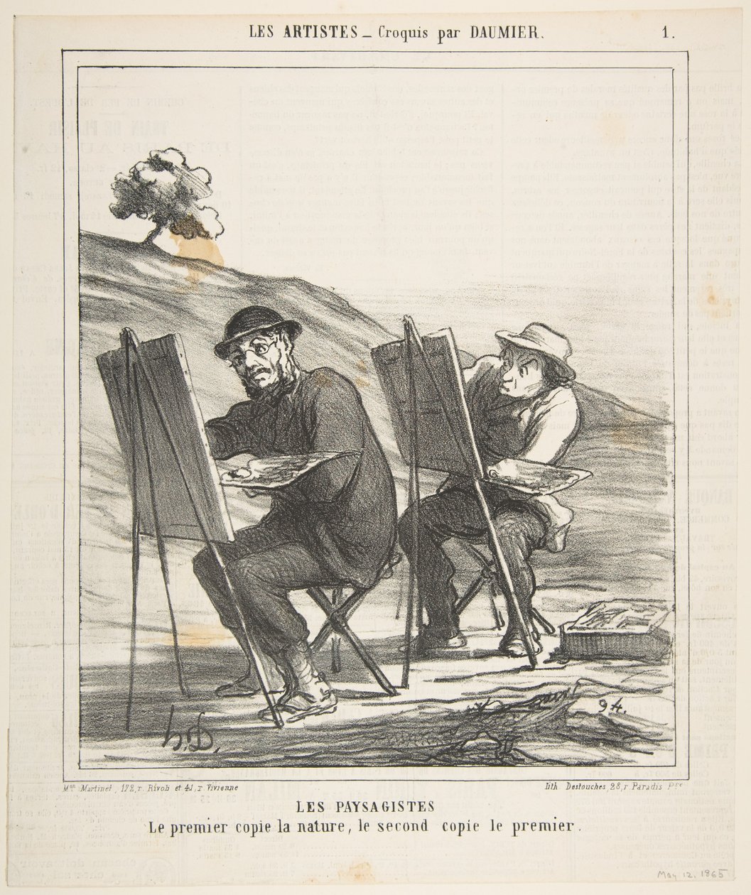 The landscape painters, the first copies nature, the second copies the first by Honoré Daumier