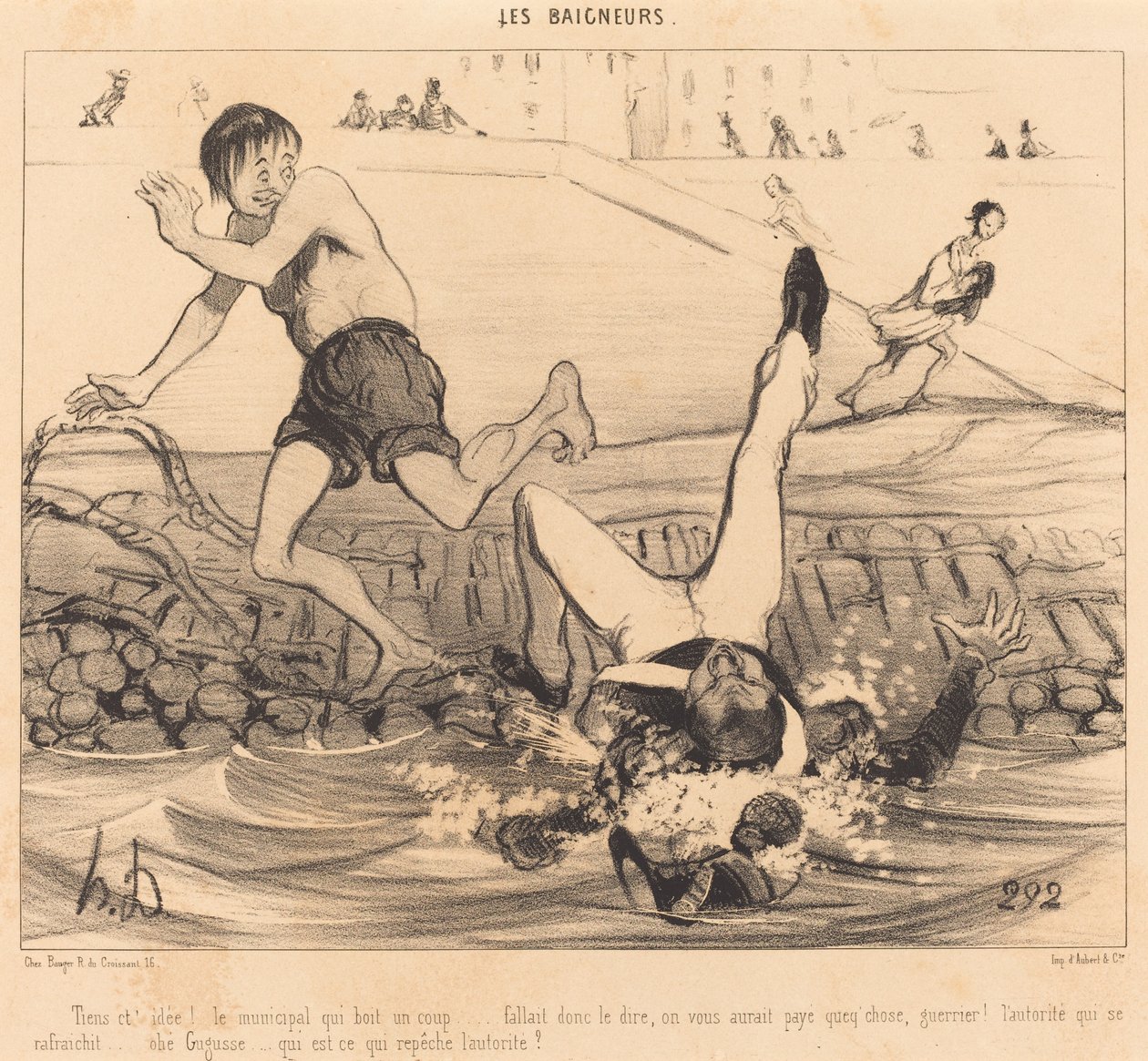 What an idea! The municipal officer having a drink... by Honoré Daumier