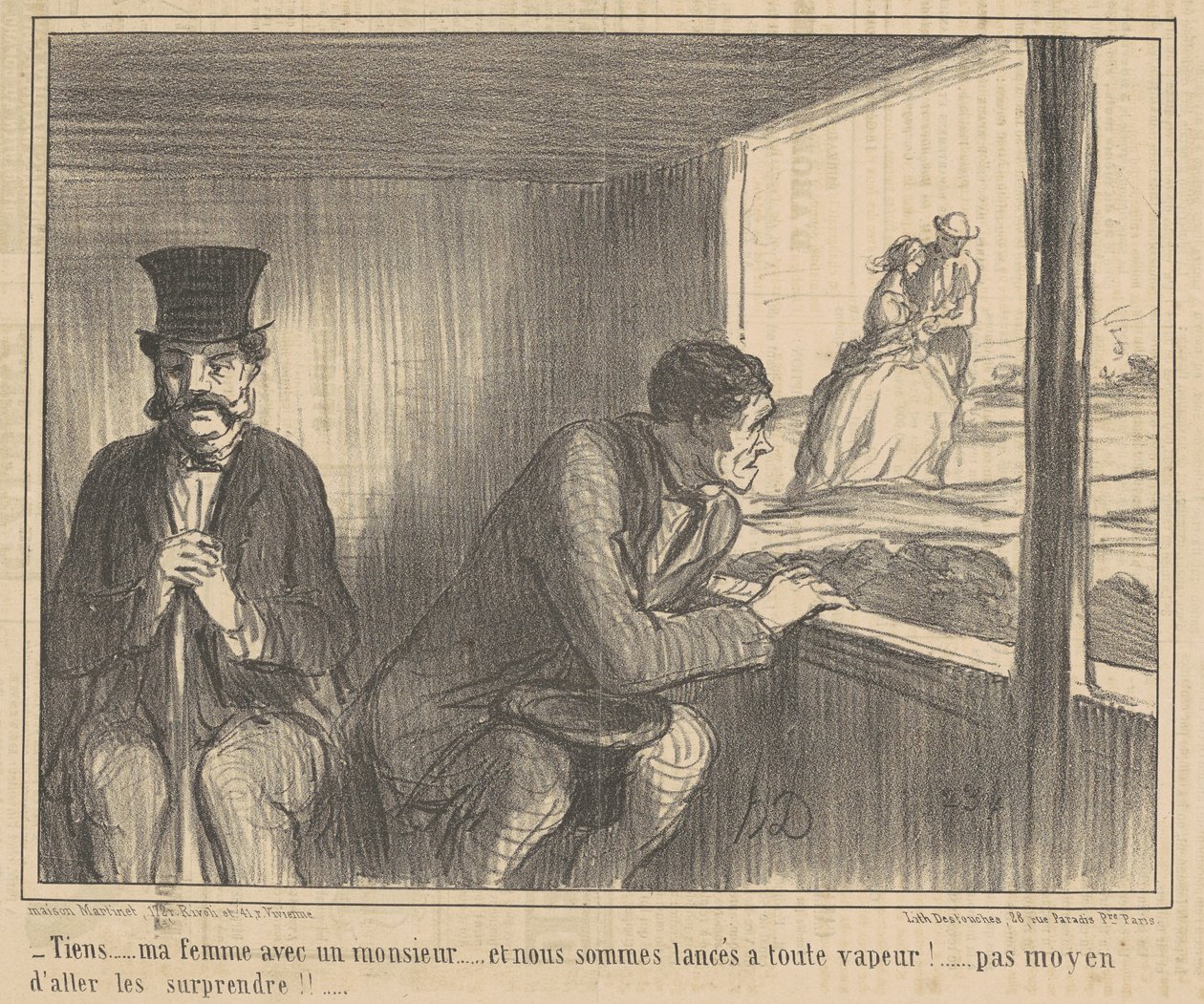 Look ... my wife with a gentleman ... by Honoré Daumier