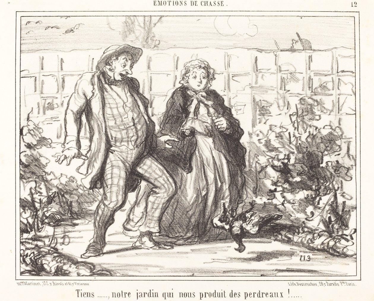 Look... our garden... produces partridges!... by Honoré Daumier