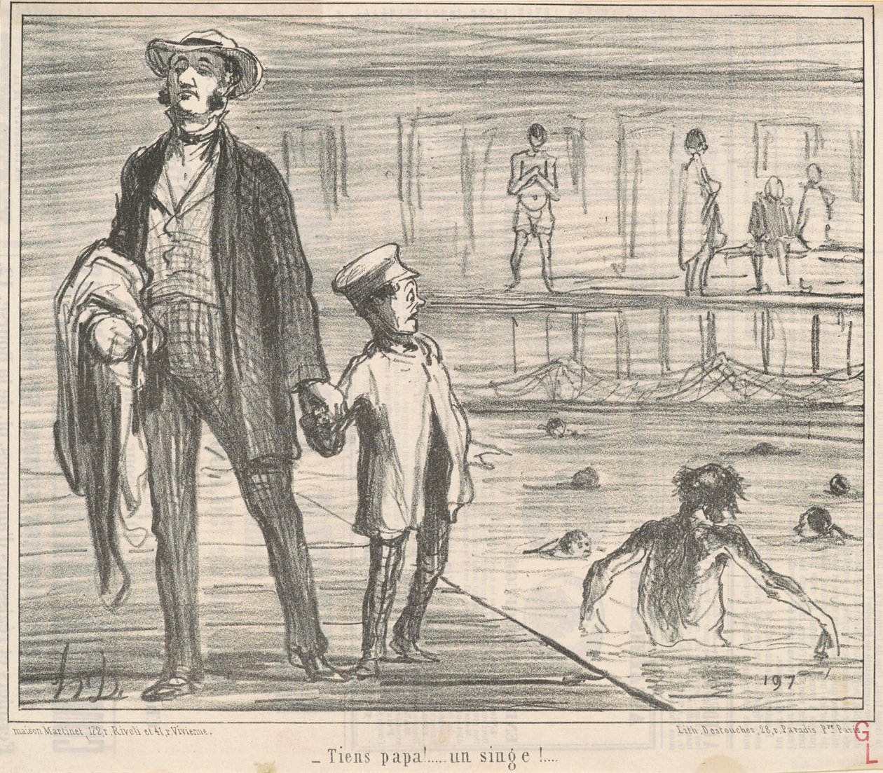 Look, Dad! ... a monkey! ... by Honoré Daumier