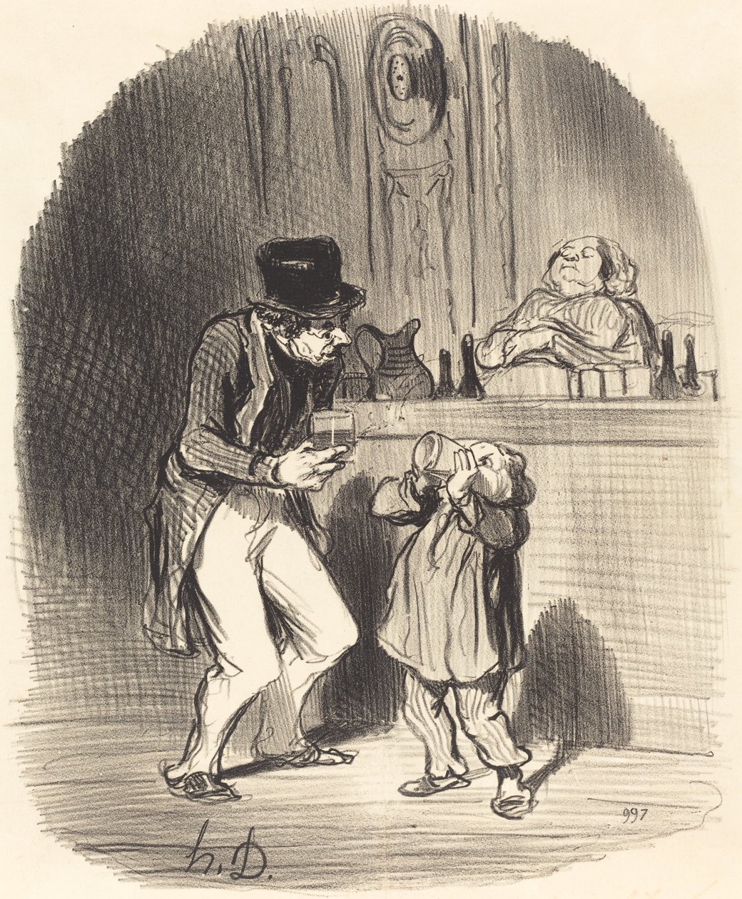 A Father who makes his son suck... by Honoré Daumier