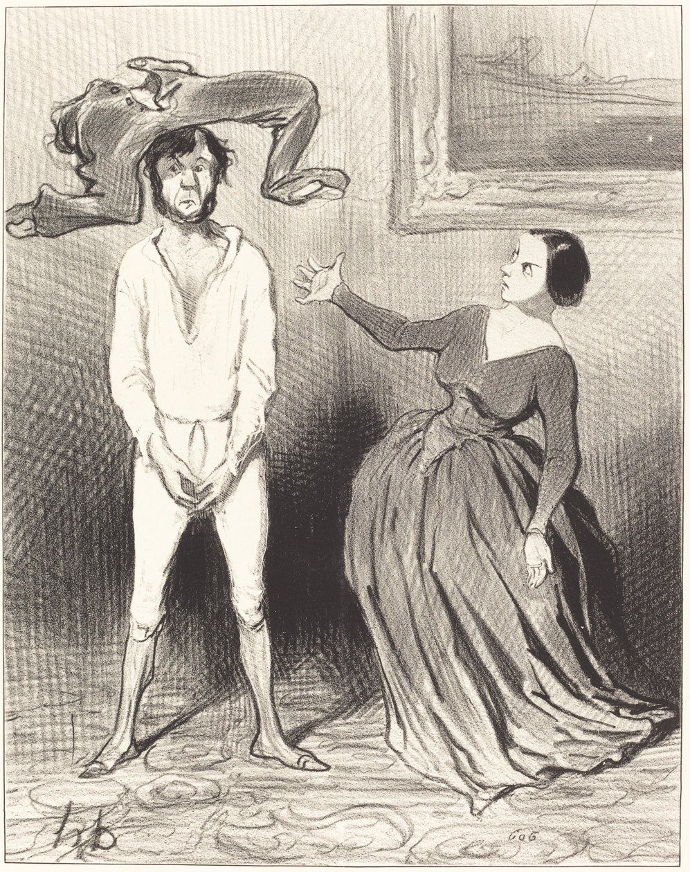 A Woman Like Me... Fixing a Button?... by Honoré Daumier