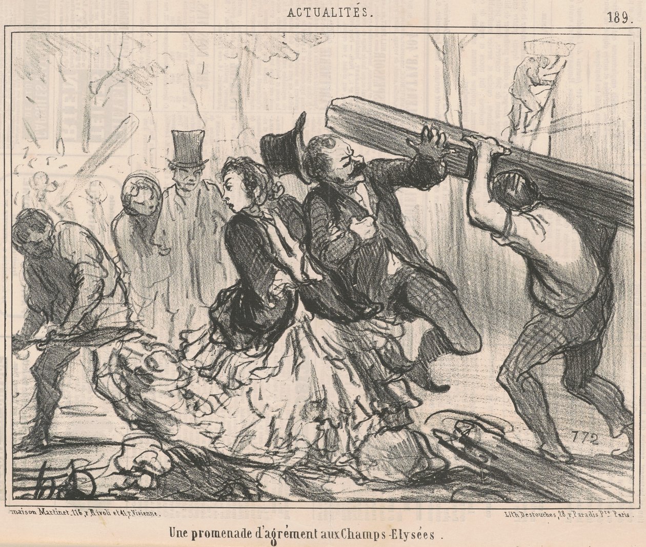 A Leisurely Walk in the Champs-Elysées by Honoré Daumier