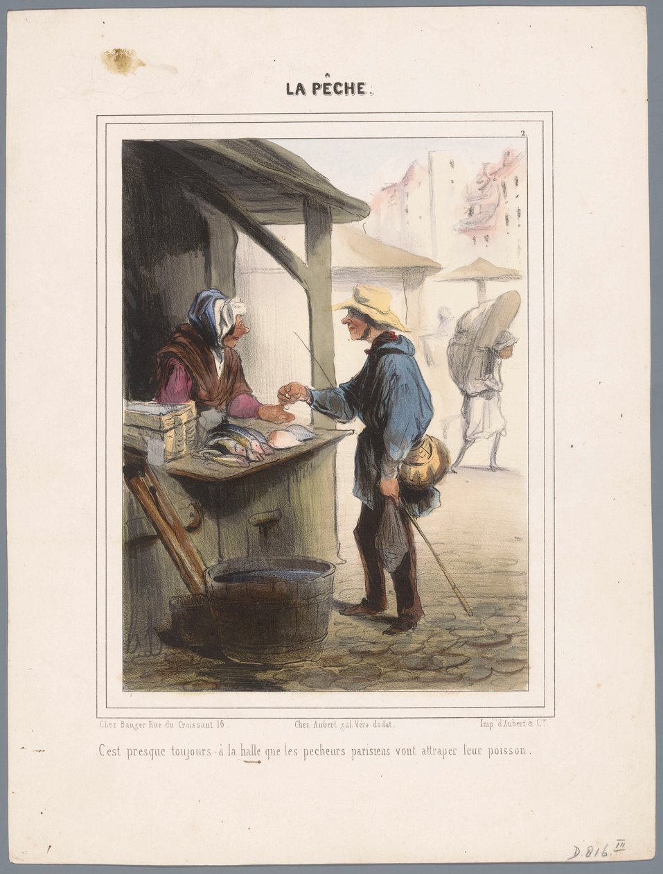 Fisherman Buying Fish in the Market Hall (Fishermen) (Fishing) by Honoré Daumier