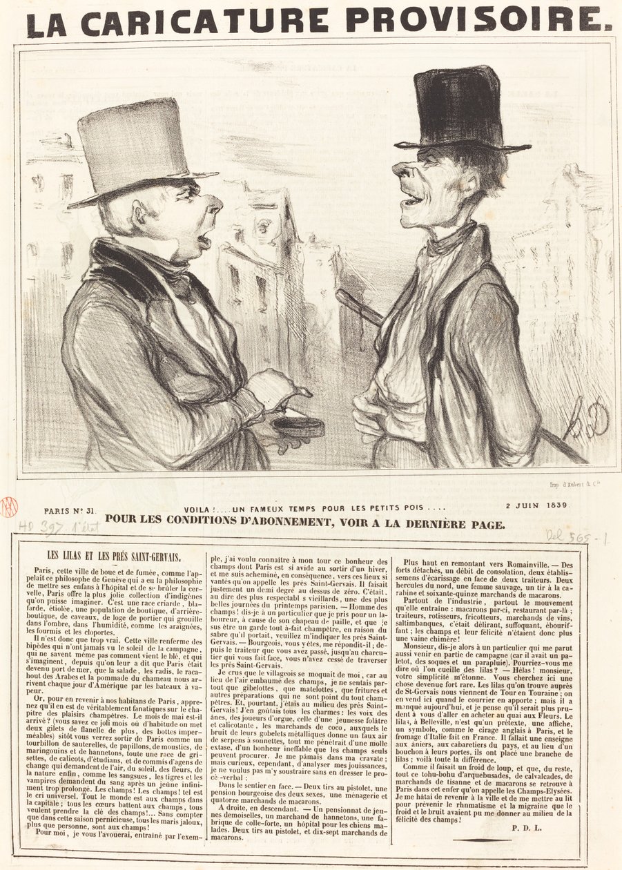 There!... a famous time for the little peas... by Honoré Daumier