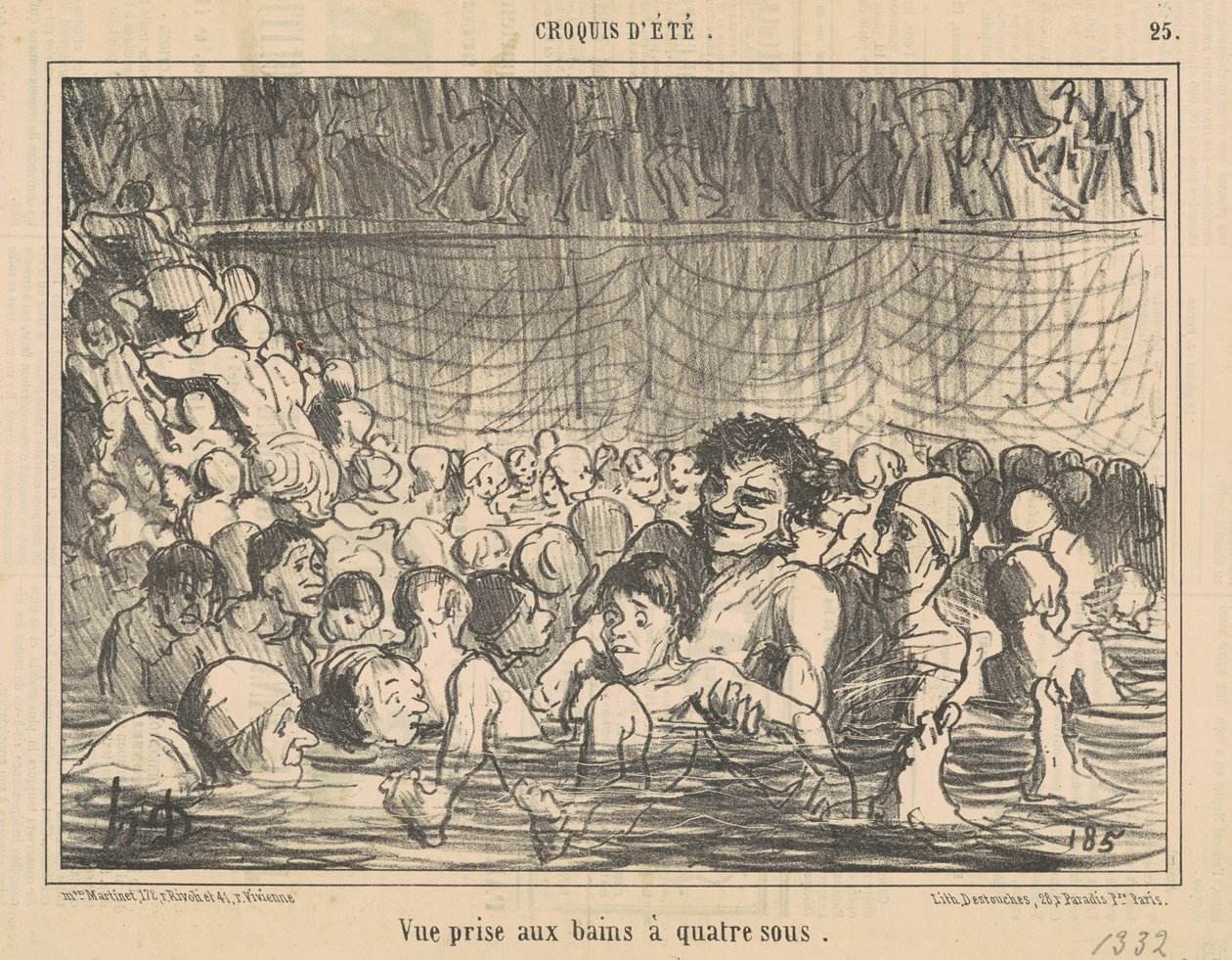 View taken at the four sous baths by Honoré Daumier