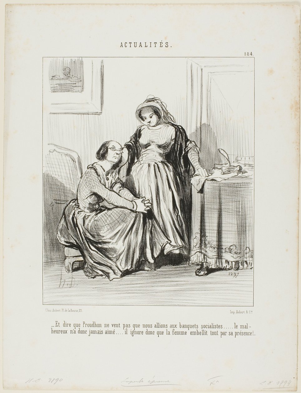"- And to think that Prudhon did not want us to attend the socialist banquets.... the poor man has never loved..... he totally ignores that it is the woman