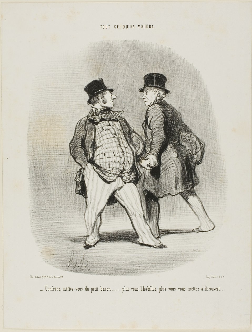 "- Beware my friend of the little baron... the more you dress him the less secured you will be," plate 49 from Tout Ce Qu