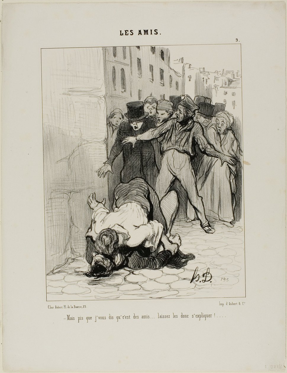 "- But I am telling you, they are friends.... they are just expressing themselves to each other," plate 9 from Les Amis by Honoré Victorin Daumier