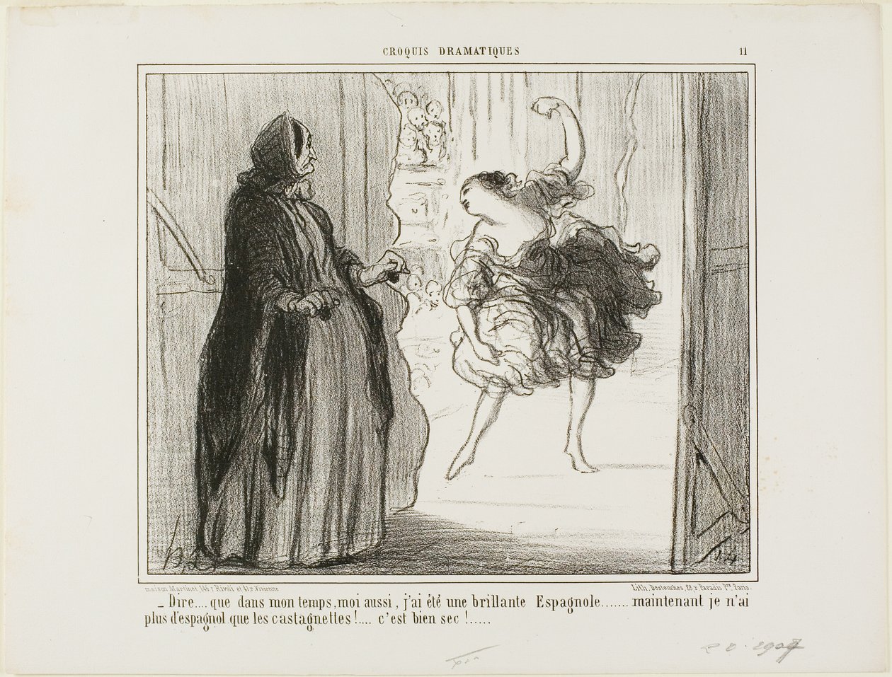 Difficult to Imagine, Plate 11 from Croquis Dramatiques by Honoré Victorin Daumier