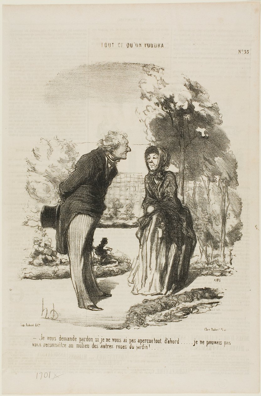 I am sorry that I did not recognize you right away. I could not distinguish you from all the other roses!, plate 55 from Tout Ce Qu