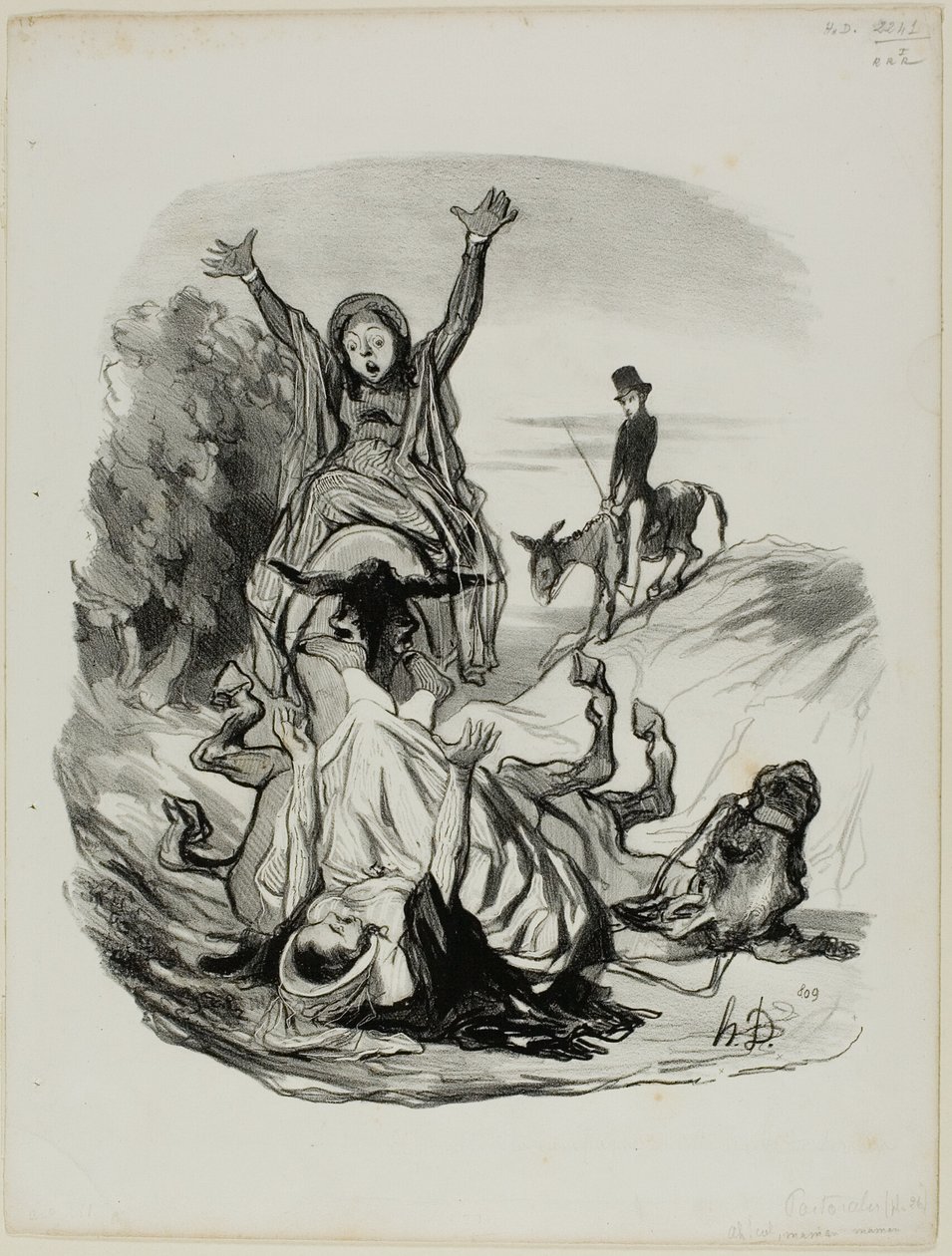 Oh My God, Mama, Mama!, Plate 26 from Pastorales by Honoré Victorin Daumier