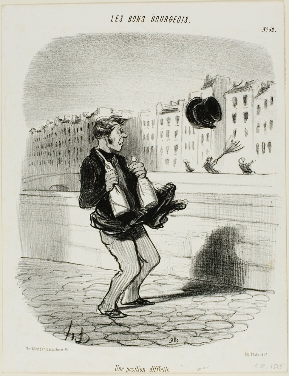 An Awkward Situation, plate 52 from Les Bons Bourgeois by Honoré Victorin Daumier