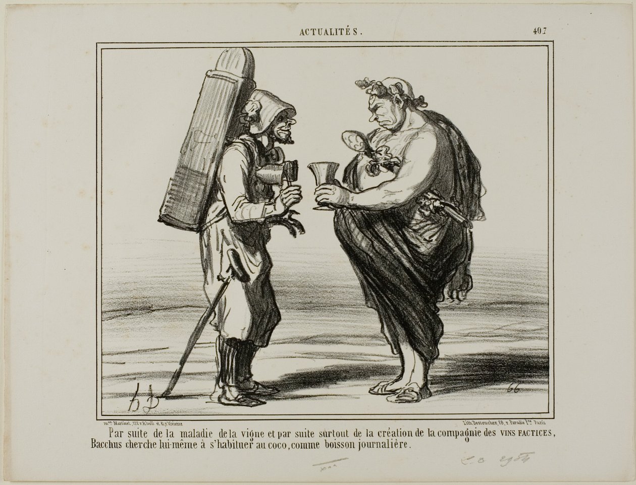 As a Consequence of the Wine Disease, Plate 407 from Actualités by Honoré Victorin Daumier